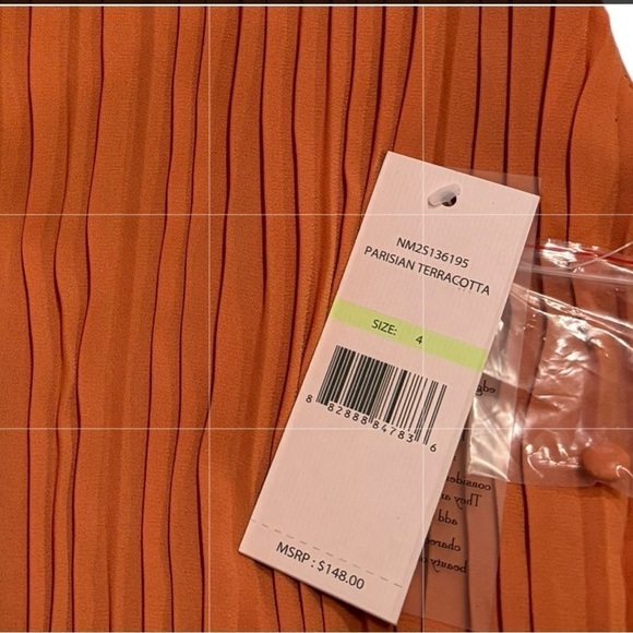 Nanette Leopore Mock Neck Terra Cotta Accordion Pleated Midi Dress Size 4 NWT! - Picture 16 of 16